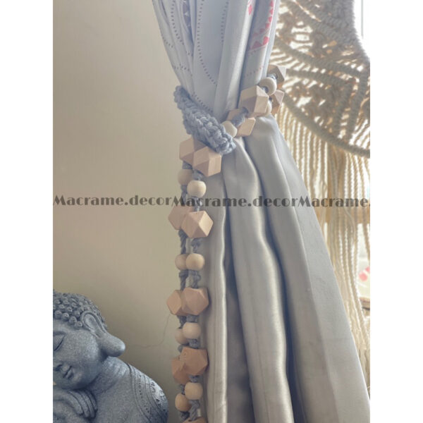 Dây buộc rèm hạt gỗ trang trí thắt macrame - Hình ảnh 2