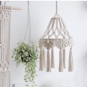 Đèn trần macrame trang trí homestay, trang trí nhà cửa [gồm bóng và 2M dây đèn]